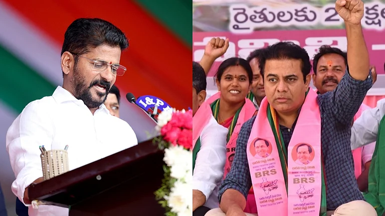 CM Revanth Reddy (L) | BRS Leader KT Rama Rao | - X/@revanth_anumula/@KTRBRS